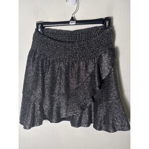 NWT Muche Muchette Silver Sasha Ruffle Hem Mini Skirt Sz OS